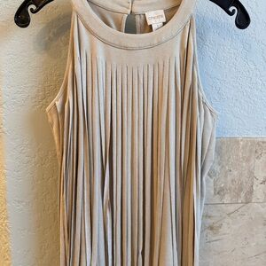 Chico's Khaki FRINGED FRONT Sueded Tank
